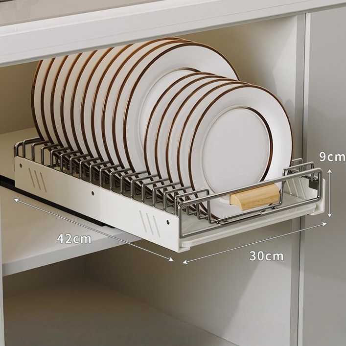 Arsjuo 주방 슬라이딩 선반 그릇 접시 정리대 물빠짐 식기 건조대