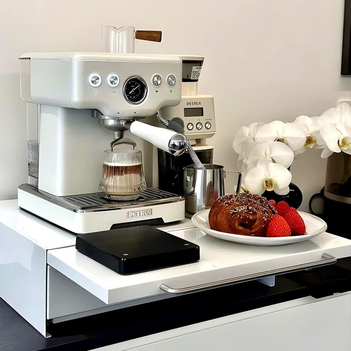 마치 철제 수납함 슬라이딩 커피머신 정수기 선반, 화이트_서랍형, 1개