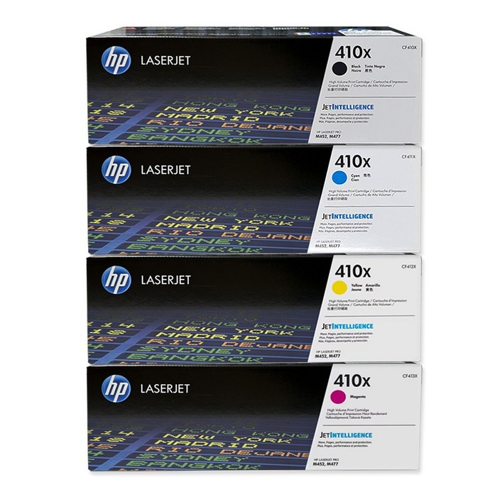 HP 410X정품토너(대용량) 4색세트(CF410X 검정+ CF411X 파랑+ CF412X 노랑+ CF413X 빨강) M452, M477