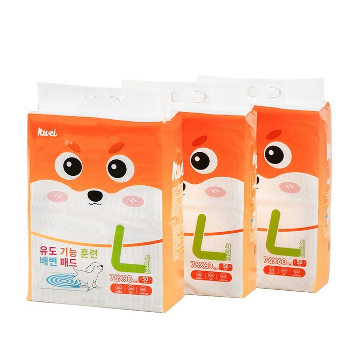 클레이 뒷면 접착 테이프 지정장소 배변패드 강아지배변패드 애견패드 강아지패드, 50개입, 3개