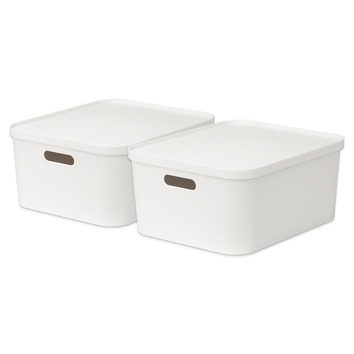 아임홈리빙 국내 제조 더채움 손잡이 팬트리 수납함, 화이트, 2개