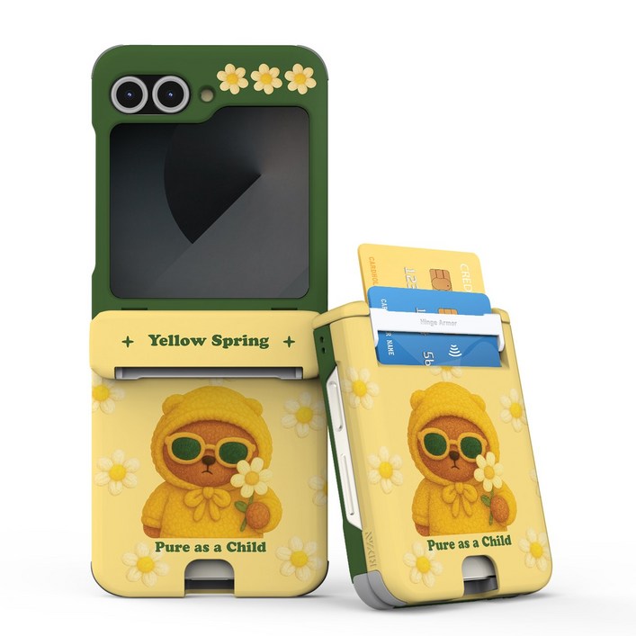 이디즌 갤럭시 Z플립 5 / Z플립 6 플립 7 케이스 컬러 빼꼼퍼피 귀여운 디자인 슬림 카드 2장 수납 힌지보호 충격방지 지플립 5 6 7