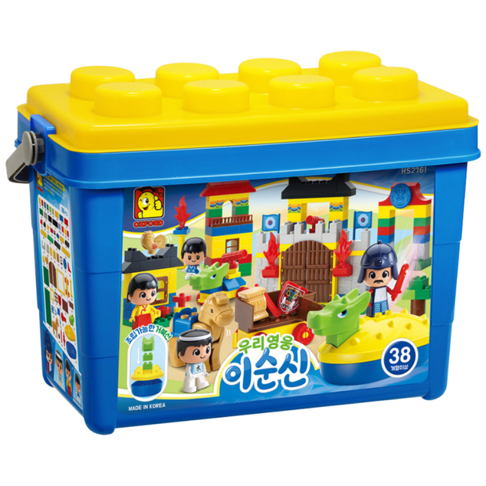 우리영웅 이순신 거북선블럭 38개월이상  HS2761 토들블록 186pcs 피규어4명 동물2마리 이순신장군 통블록 옥스포드블록