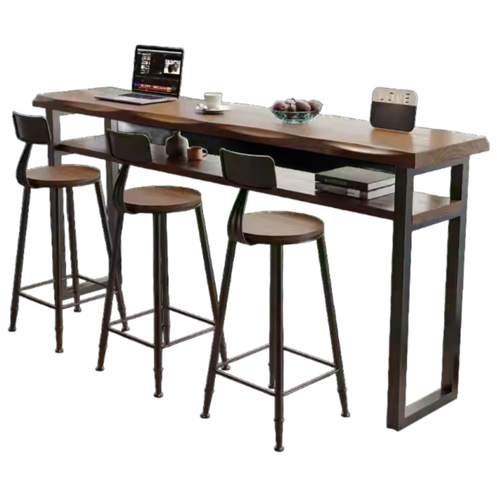 WoodBar 레트로 우드 홈바 테이블 바텐의자 식탁 바체어 수납식탁 등받이의자 철제 높은