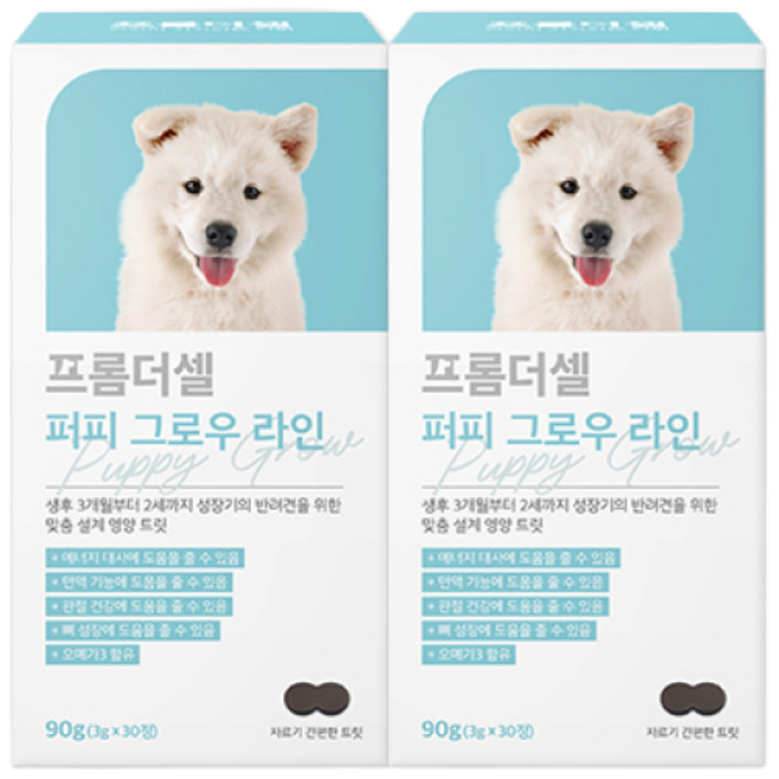 프롬더셀 강아지 퍼피전용 면역 뼈성장 관절 두뇌발달 종합 영양제 30정, 30정, 종합영양제, 2개