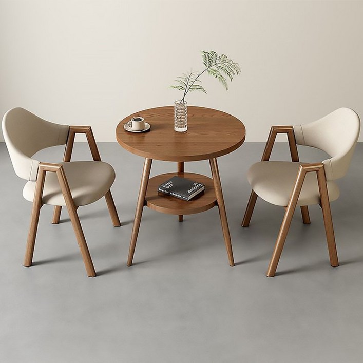 소형 심플 업소용 원형 티테이블세트 2인용 카페 편의점 의자 탁자