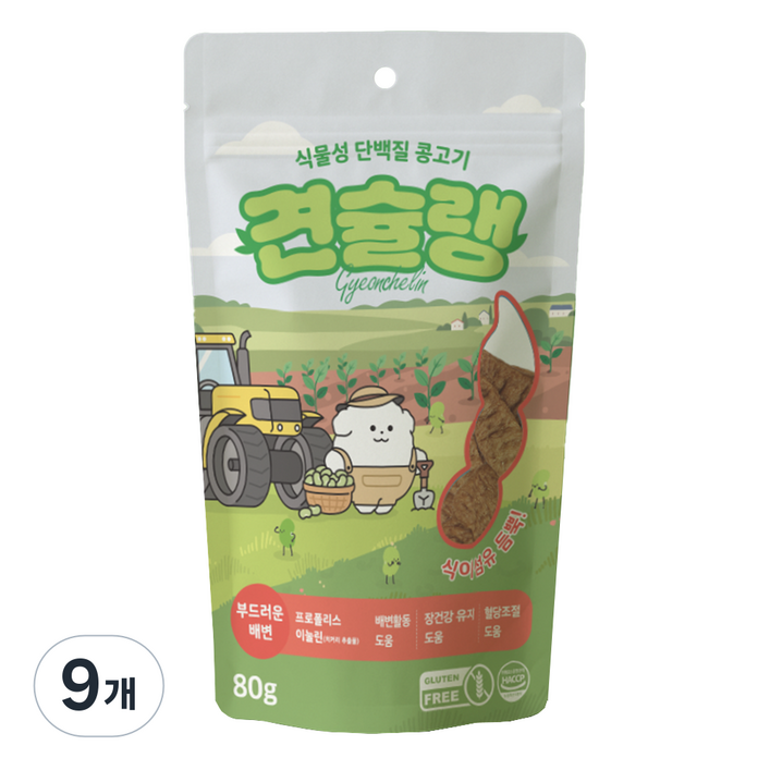 견슐랭 콩고기 식물성 단백질 다이어트 체중조절 간식, 9개, 80g, 위장개선