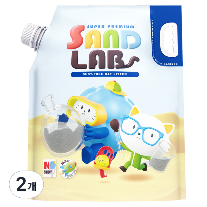 샌드랩 고양이 응고형 더스트 프리 벤토나이트 모래, 2개, 12.6kg, 무향
