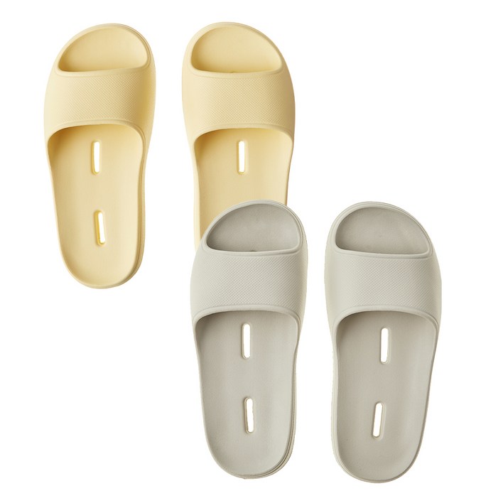 베이스알파에센셜 문에 안걸리는 발등 낮은 욕실화 2종 세트 국내생산EVA재질, 샌드베이지, 옐로우, 1개