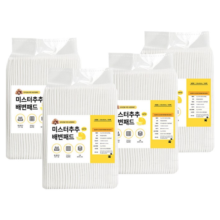 미스터추추 논슬립 강아지 배변패드 레몬향, 100개입, 4개