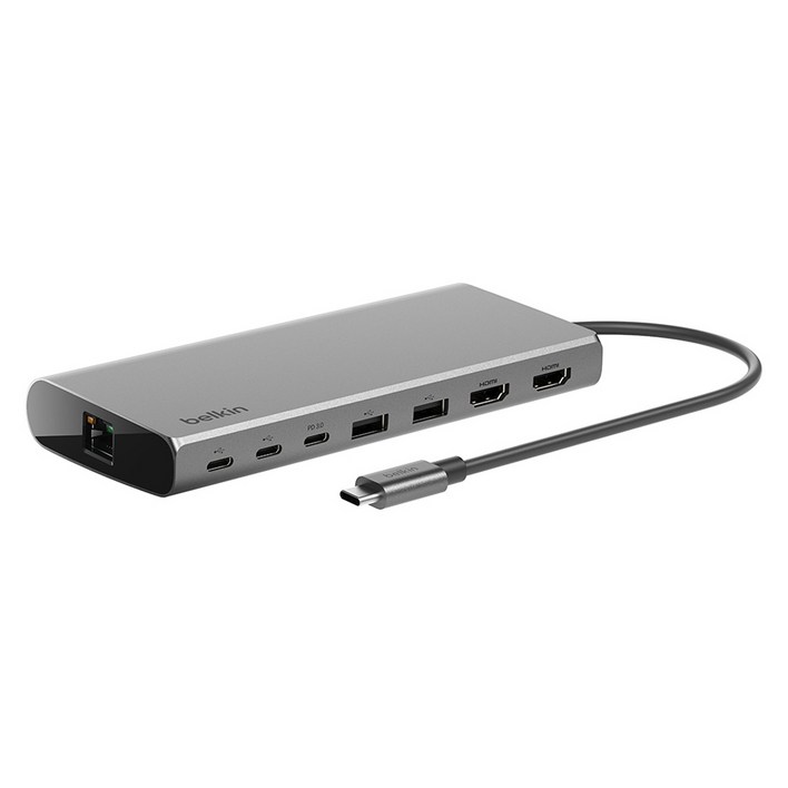 벨킨 Connect 범용 USB C  8 in 1  듀얼 디스플레이 코어 허브 INC015bt