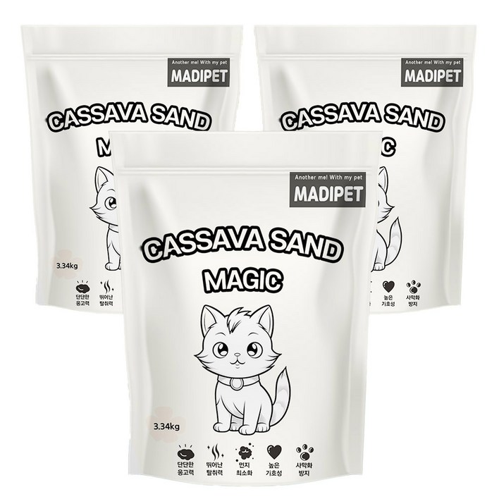 메디펫 고양이 카사바 모래, 10L, 3.34kg, 3개, 무향