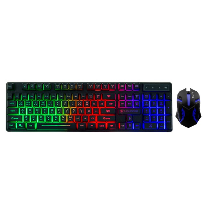 지클릭커 슈퍼히어로 유선키보드 마우스 세트