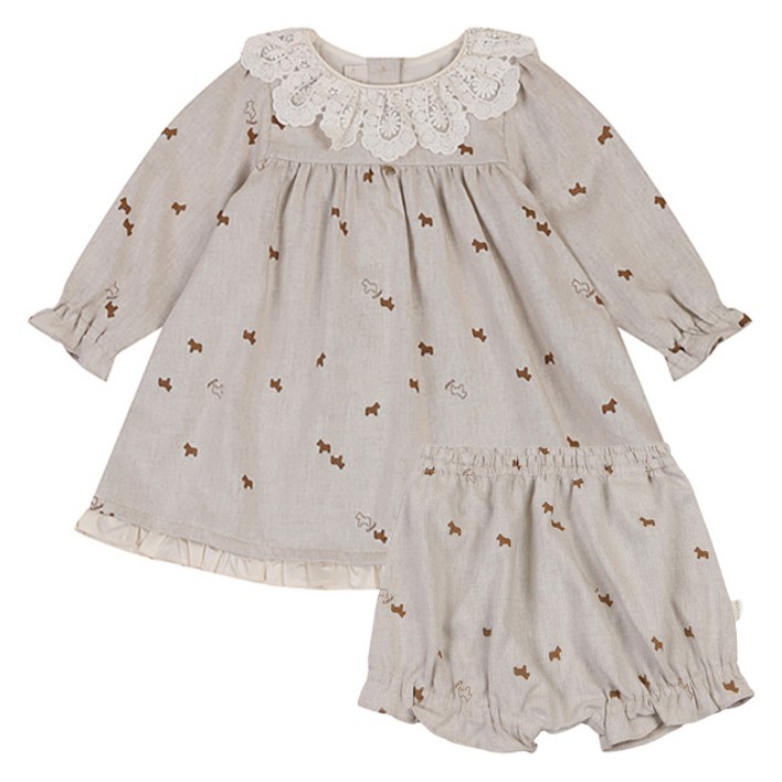 에뜨와 여아용 마리말 나염 면 원피스