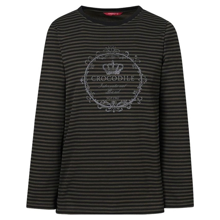 크로커다일레이디 여성용 스트라이프 라운드넥 CLCFTS201