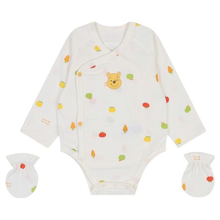 디즈니베이비 신생아용 푸 후르츠 면 배내수트  손싸개 세트