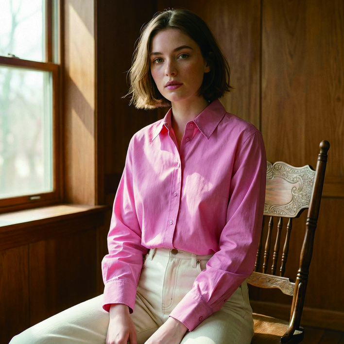 올리브데올리브 여성용 베이직 로고 면 셔츠