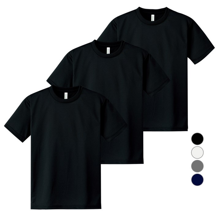 티팜 남녀공용 냉감 통기성 기능성 드라이쿨 라운드 반팔티셔츠 3p