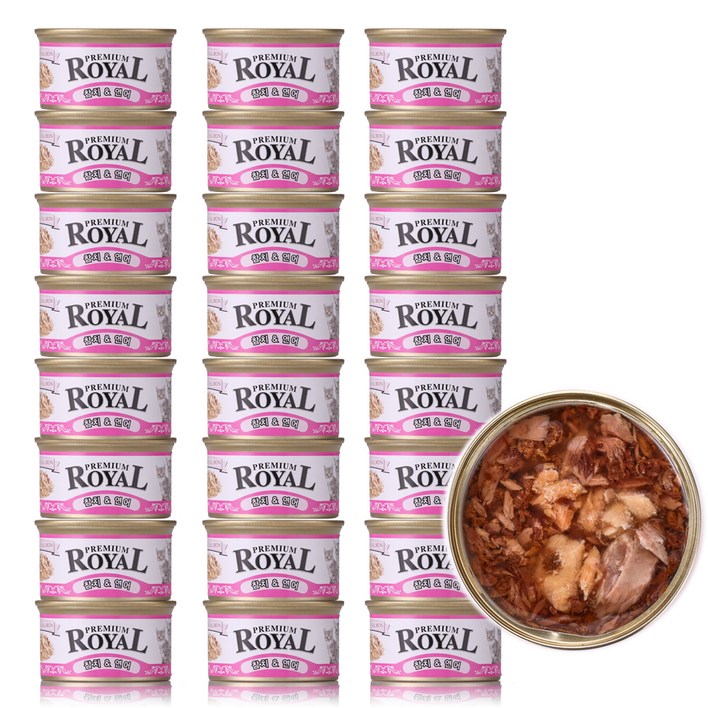 프리미엄로얄 전연령 고양이 캔 사료, 참치연어, 85g, 24개