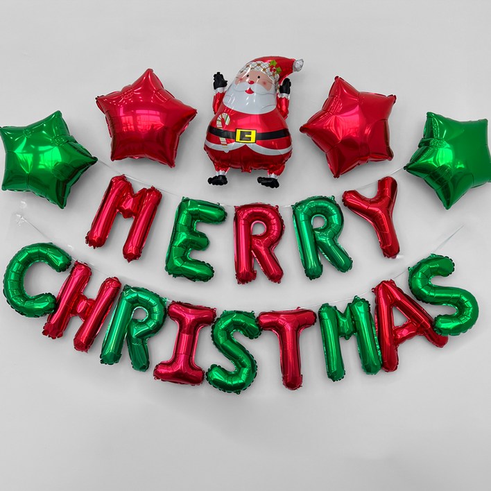 미미파티 크리스마스 파티 풍선 가랜드 + 산타풍선 세트, 레드 + 그린, 1세트