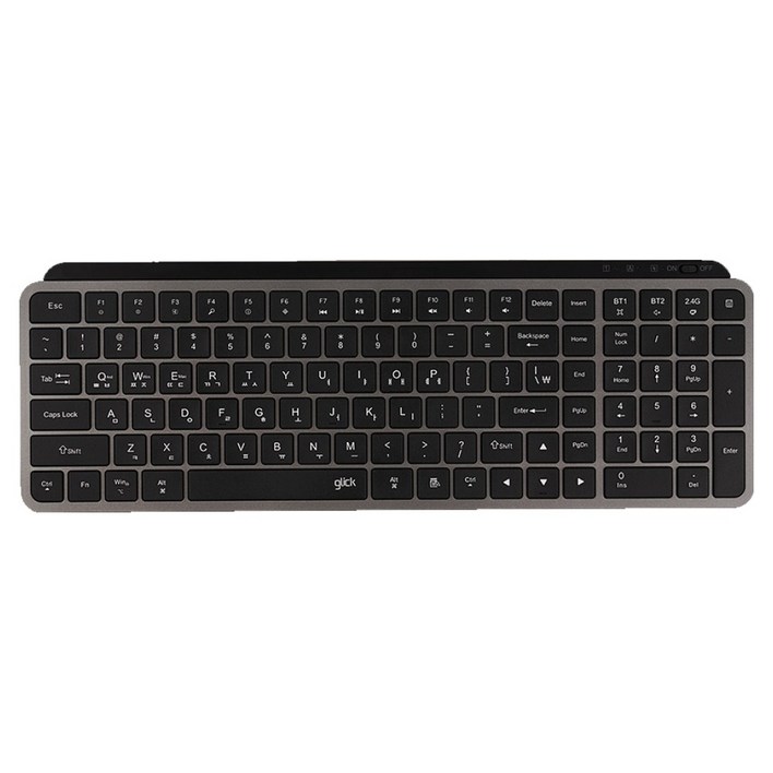 지클릭커 오피스프로 펜타 멀티페어링 저소음 블루투스 105키 무선 키보드, 블랙, WK20, 제조사축