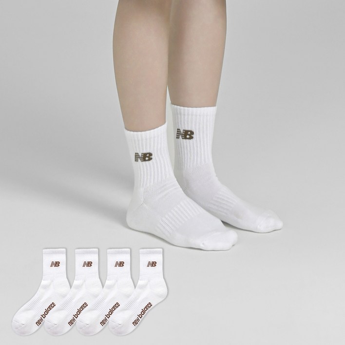 뉴발란스 베이직 로고 파일 중목 양말 4켤레