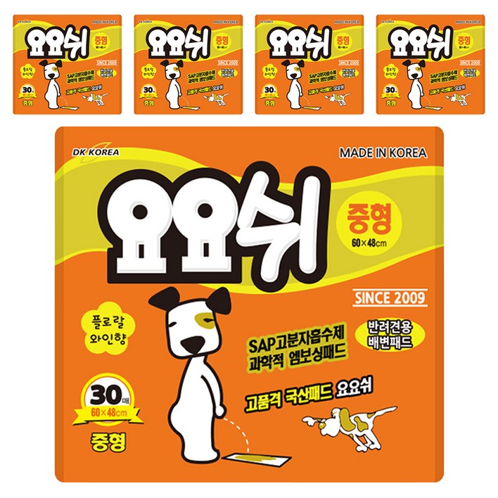 요요쉬 애견 배변패드 아카시아향, 30개입, 5개