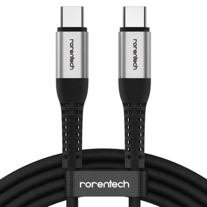 로랜텍 초고속 충전케이블 C to C PD 60W, 2M, 실버블랙