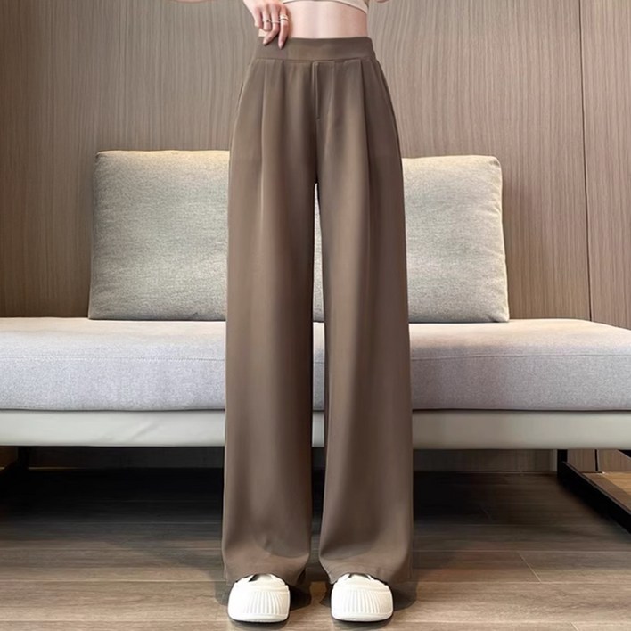 arua 여성용 핀턱라인 와이드 밴딩 슬랙스