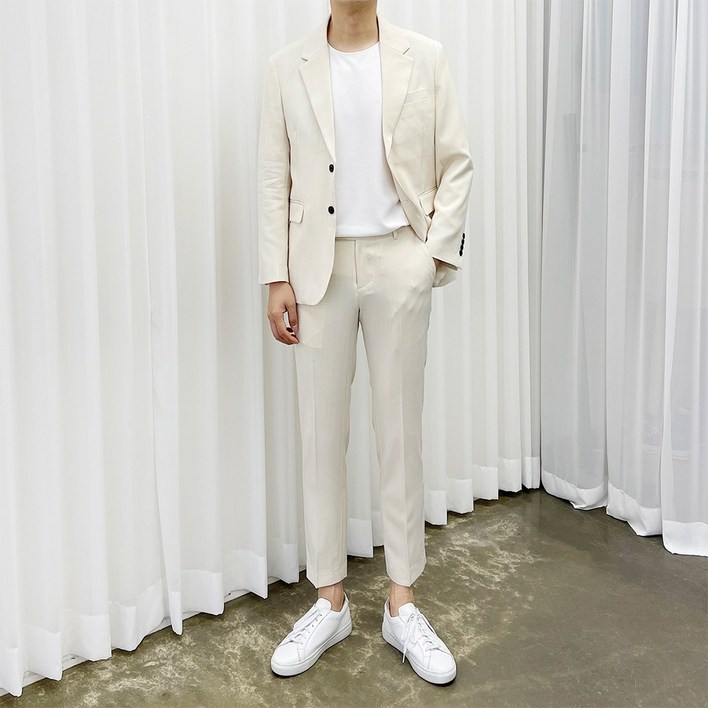 아도르클래식 남성용 모던 린넨 스판 캐주얼 빅사이즈 통기성 정장세트