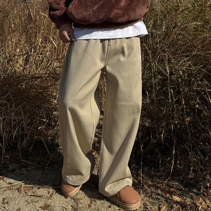 머시따 남성용 3단기장 숏기본롱 사이드절개 라인 안감 기모 코튼 와이드 팬츠