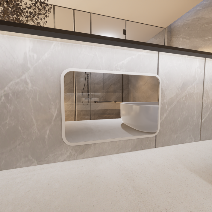 마드 심플 아크릴거울 긴사각형 M, 화이트