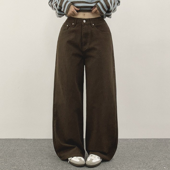 위드후이린 여성용 롱숏 기장 쥬니 코튼 와이드 일자 팬츠