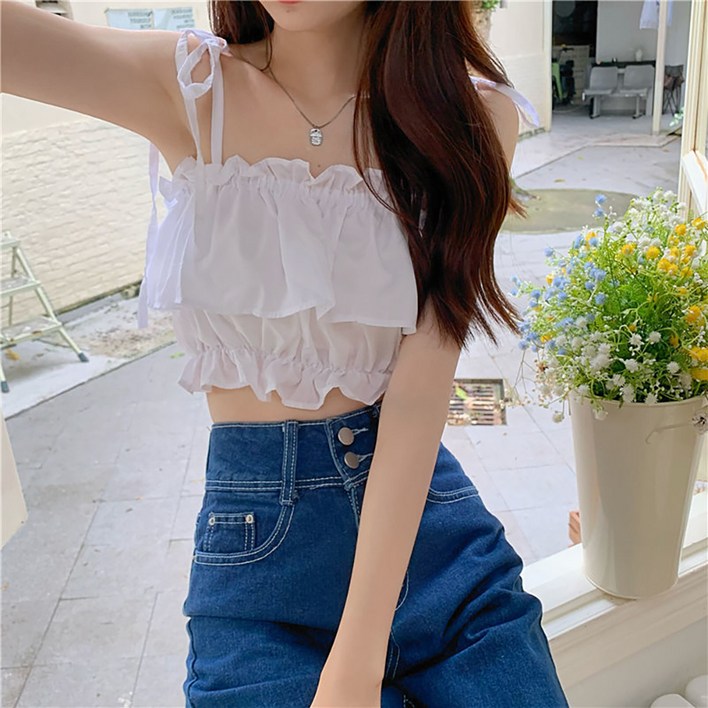 마켓에이 여성용 러플 프린센스 나시