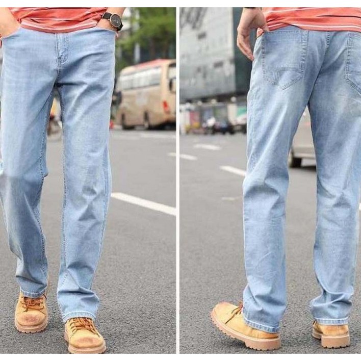 AOKADA 남성 일자 통 청바지 가을 겨울 오버핏 겨울 데님 팬츠