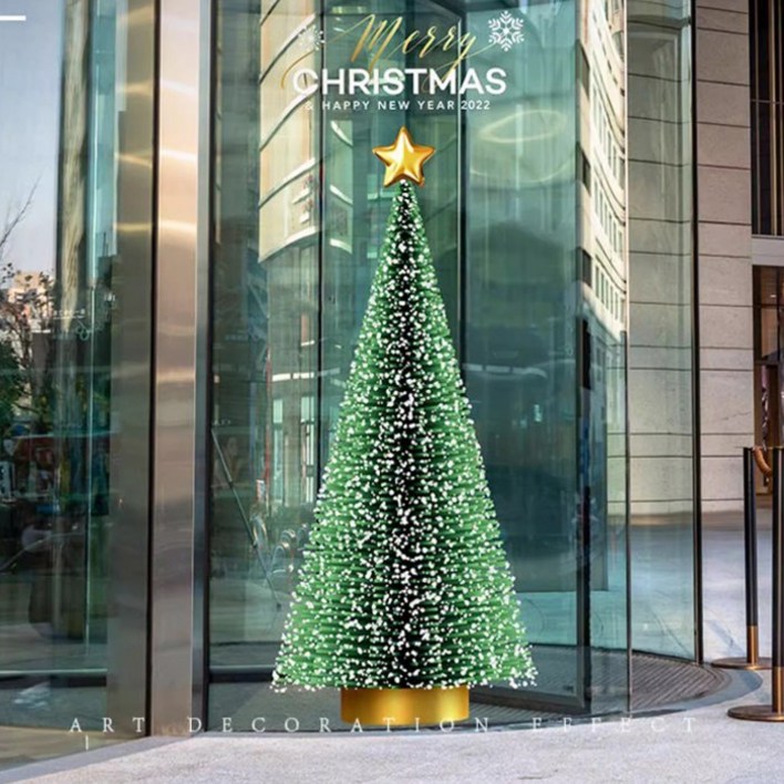 국내배송  크리스마스 정전기 최화정 트리 스티커L 60x156cm라지 인테리어 유리창문 무접착 시트지 테코