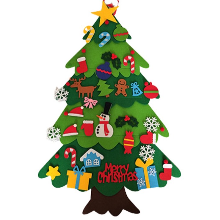 벽크리스마스트리 DIY 펠트 크리스마스 트리 나무 만들기 KC인증 - 셀프 부직포 트리 전구 장식 어린이 벽트리