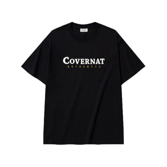 국내매장품 커버낫 반팔티 커버낫 반팔 티셔츠 센터 어센틱 티셔츠 Black 385933