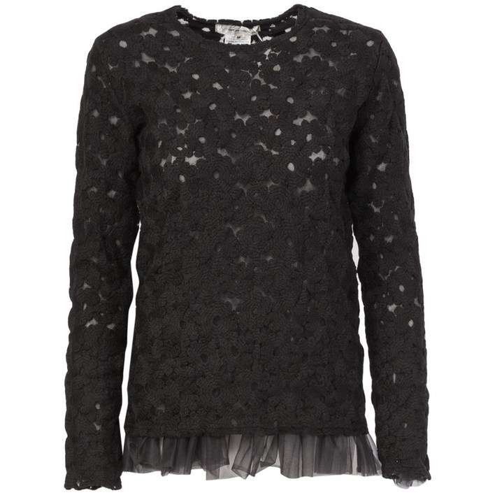 꼼데가르송 튤 레이어드 플라워 니트 스웨터