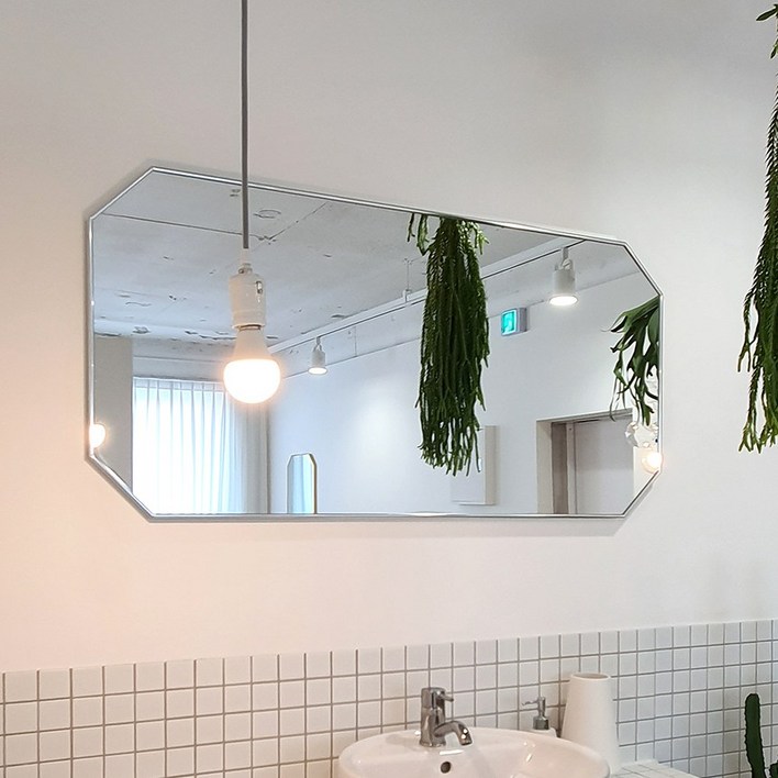 골드거울 브래그디자인 부티퍼 팔각 거울 600 x 1200 mm, 화이트골드