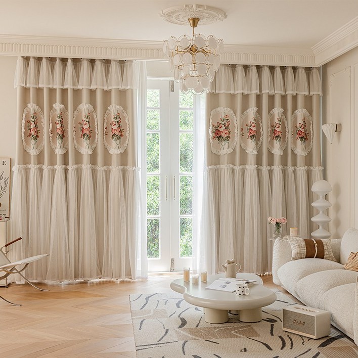 암막 이중 커튼 거실용 고밀도 원단 11 대형 창문 봉 미포함 방한 방풍