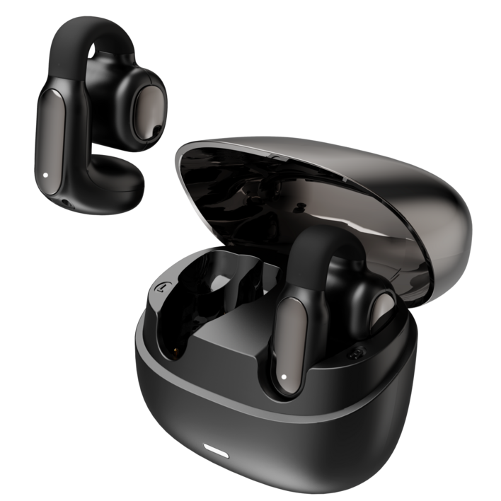 Hmusic AI ENC 노이즈캔슬링 오픈타입 이어클립형 블루투스6.0 무선 이어폰, 블랙, A24