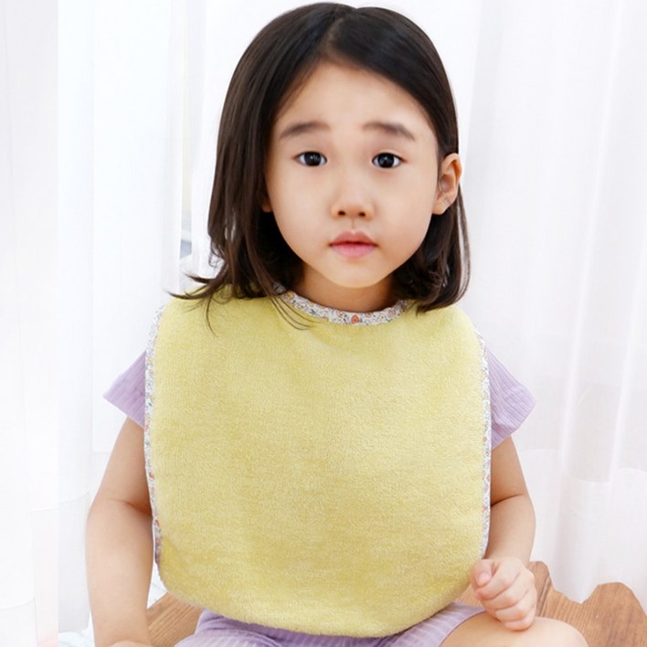 [1+1] 뽀송 아기 유아 아동 어린이집 세안 수유 타올 타월 턱받이 워시빕 수건, 화이트-야자수