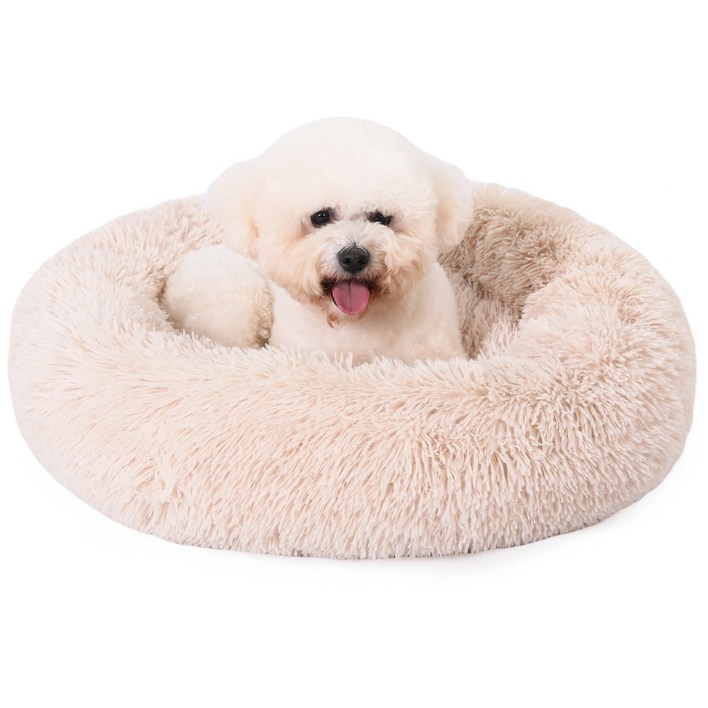 EMME 원형 푹신푹신 반려동물 침대 강아지, 1개, Beige