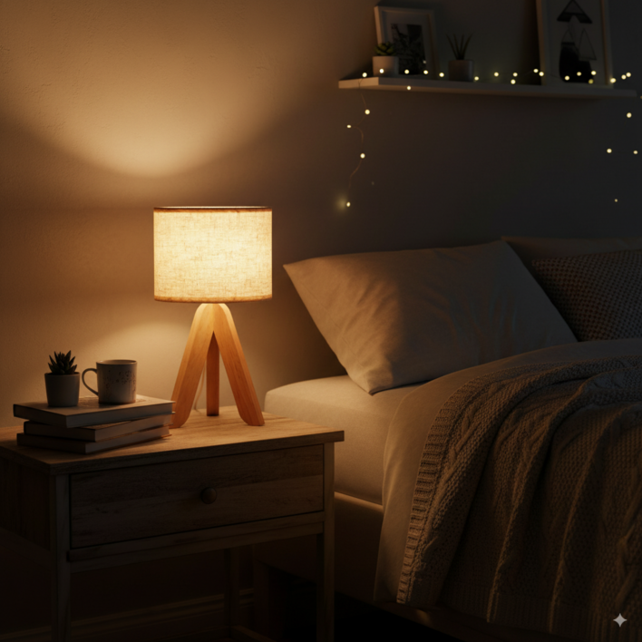 도르리 북유럽 플리츠 램프 갓 원목 LED 무드등 스탠드, 1개