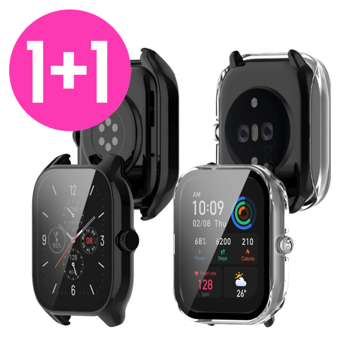 아야 11 어메이즈핏 GTS4GTS4miniGTR3 프라임 풀커버 강화유리 일체형 케이스, 11베이지, 2개