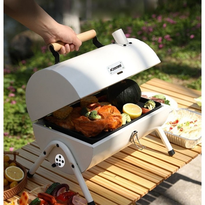 정도마켓 바베큐그릴 휴대용 캠핑 화로대 아이보리, 1개