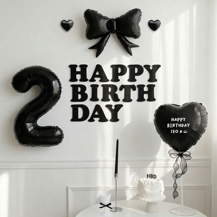 파티몬 생일 풍선 가랜드 리본 파티 용품 숫자 이니셜 세트 소품 이벤트