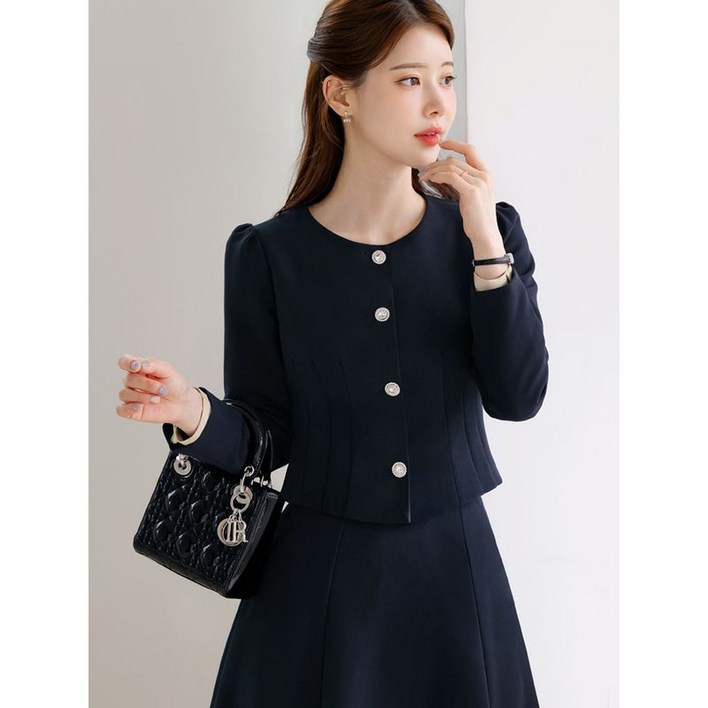 시크라인 XXL까지 노카라 라운드넥 자켓 가을 하객룩 오피스룩 모임룩 격식룩 빅사이즈