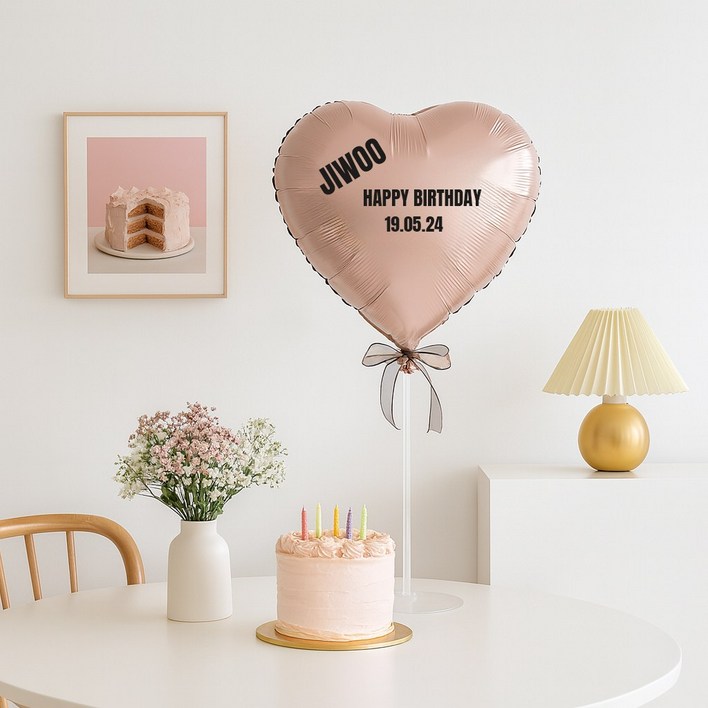 해피제이니 프리레터링 하트풍선 풍선스탠드 파티세트레터링시트지3장 포함, 1세트, 블링핑크하트세트
